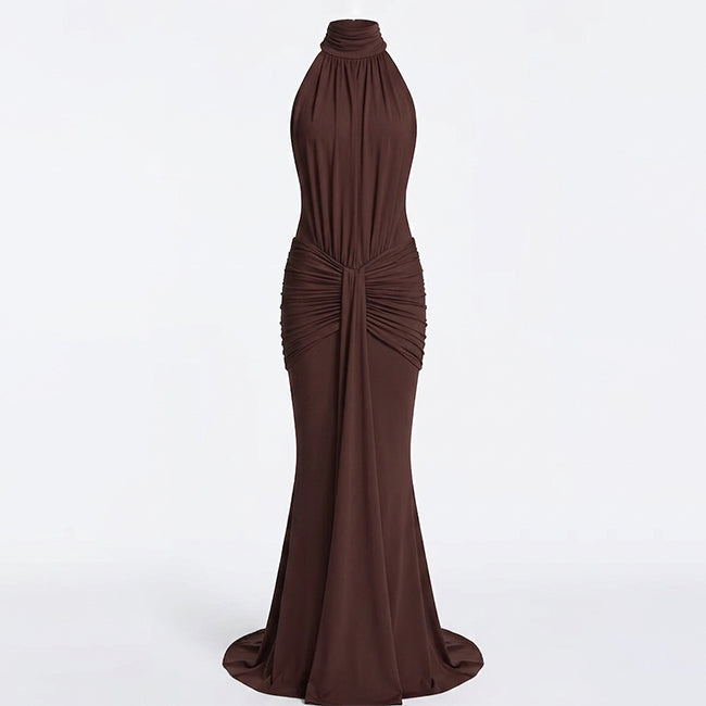 Women's Maxi Turtleneck Backless Off Shoulder Dress
