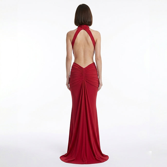 Women's Maxi Turtleneck Backless Off Shoulder Dress