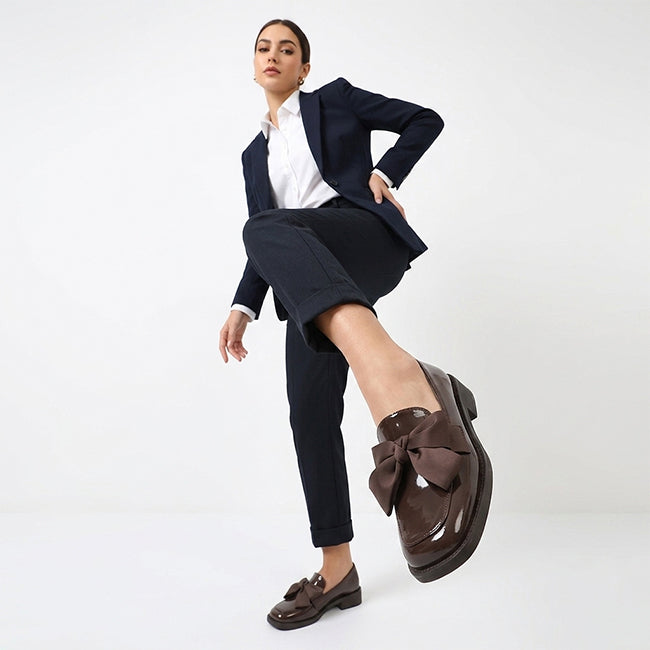 Women's Casual Brown Office Bow Shoes