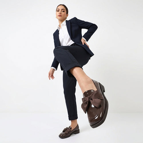 Women's Casual Brown Office Bow Shoes