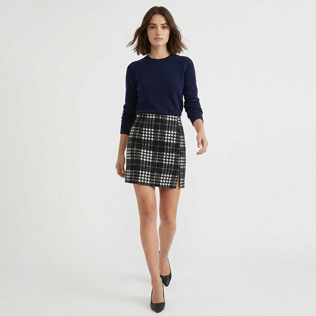 Women’s Autumn Houndstooth Plaid Mini Skirt