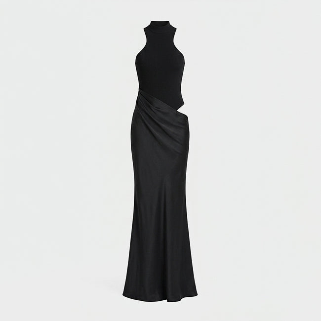 Women's Satin Maxi High Waist Dress