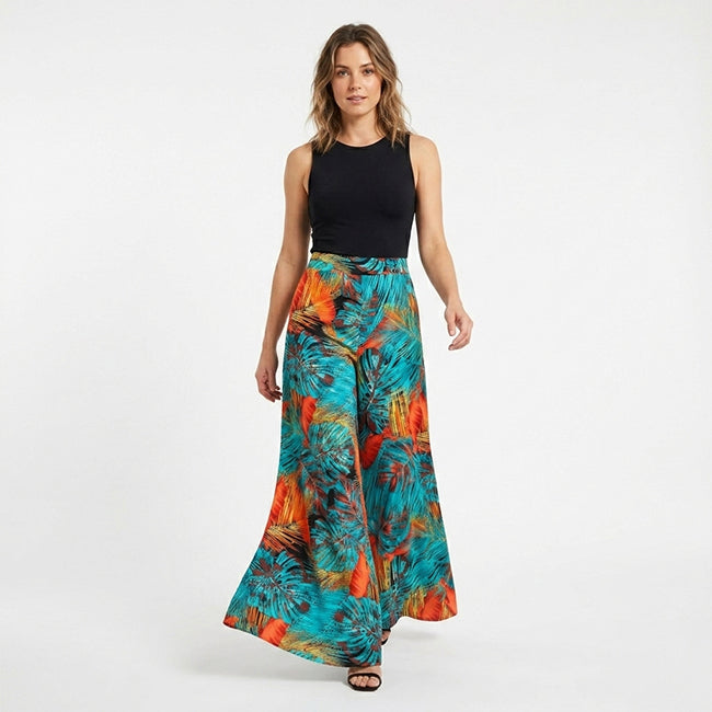 Women's Wide-Leg  Bohemian Floral Pants