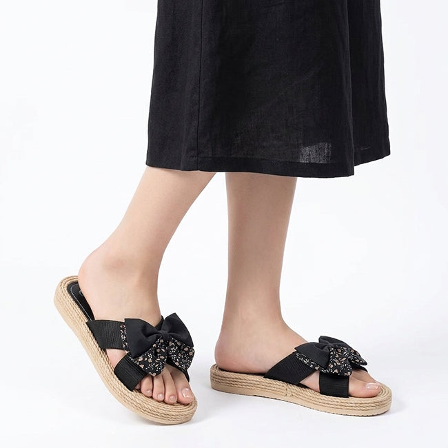 Women’s Open Toe Slip On Bow Sandals