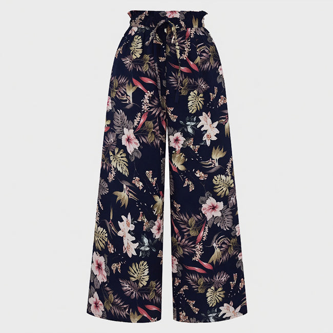 Women's Wide-Leg with Leopard Pants