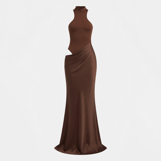 Women's Satin Maxi High Waist Dress