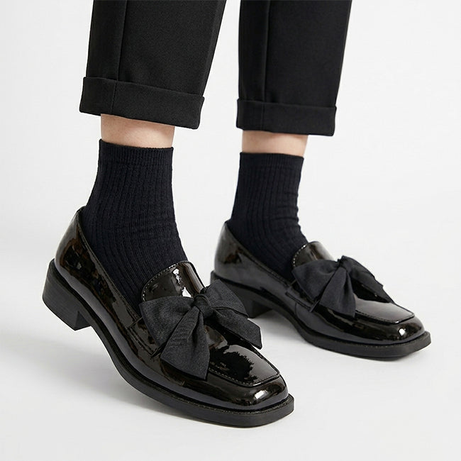 Women's Casual Black Office Bow Shoes