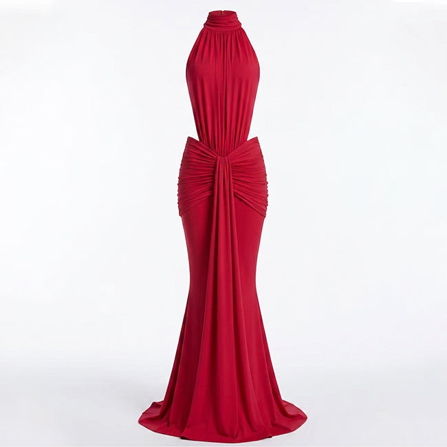 Women's Maxi Turtleneck Backless Off Shoulder Dress