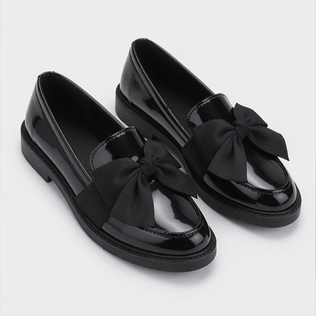 Women’s Leather Bow Detail Slip On Shoes