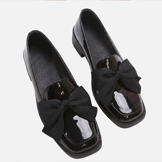 Women's Casual Black Office Bow Shoes