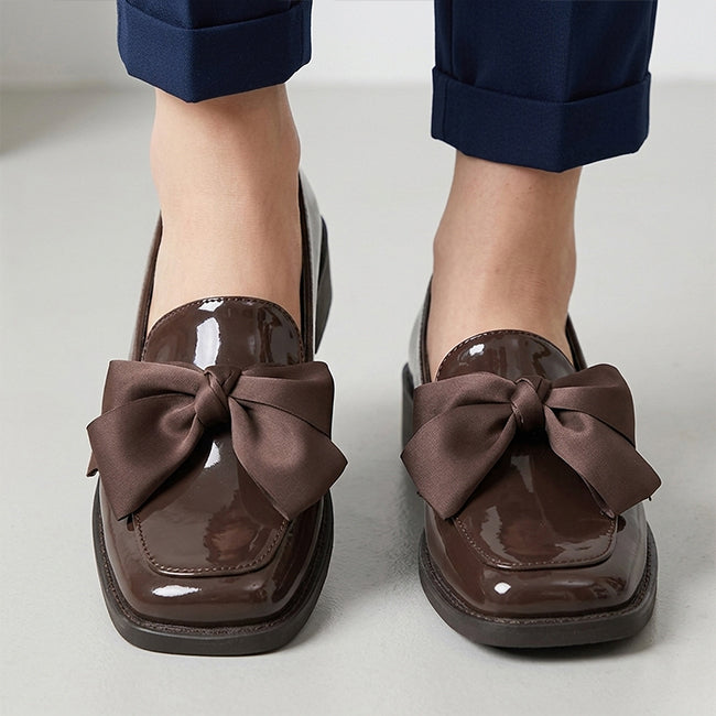 Women's Casual Brown Office Bow Shoes