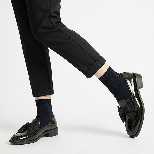 Women's Casual Black Office Bow Shoes