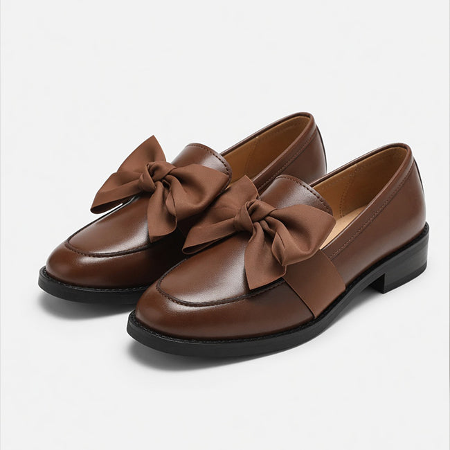 Women’s Leather Bow Detail Slip On Shoes