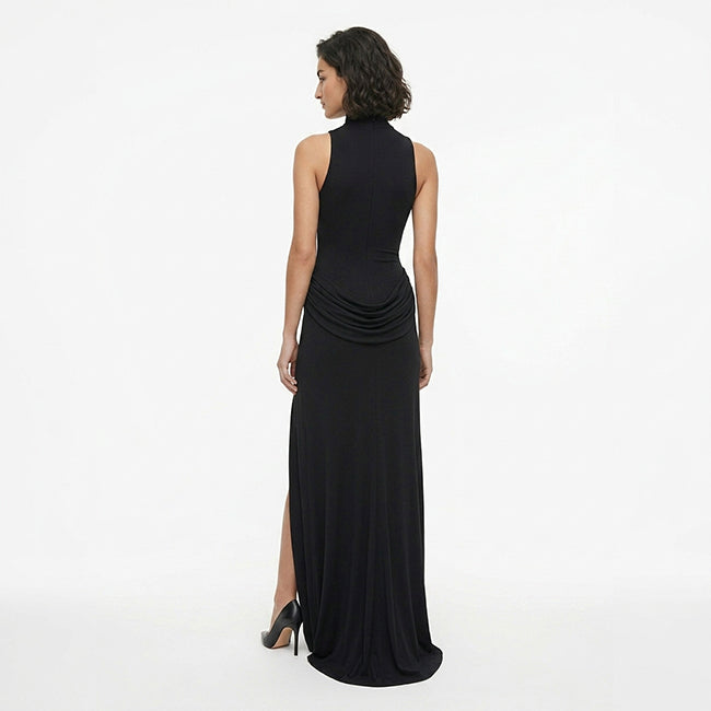 Women's Pleated High Waist Split Style Maxi Dress