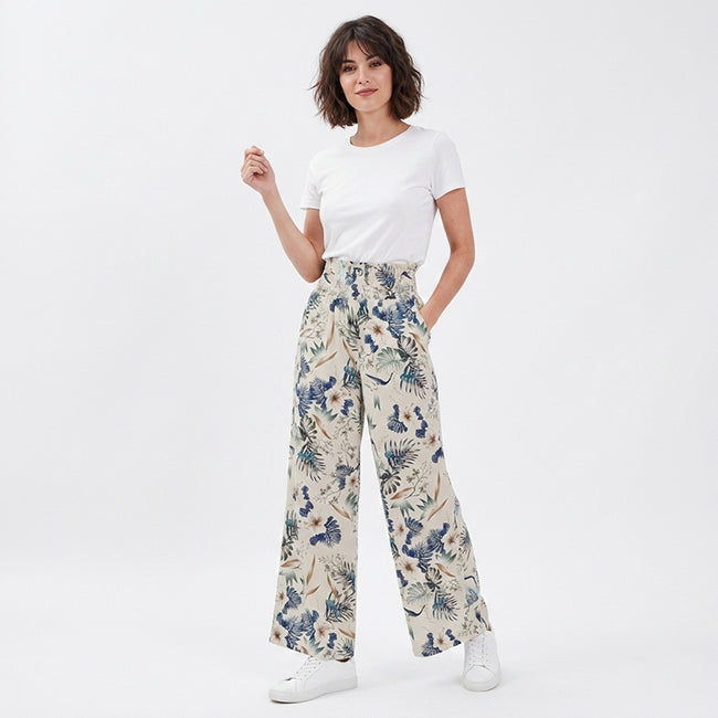 Women’s Wide Leg Tropical Print Pants