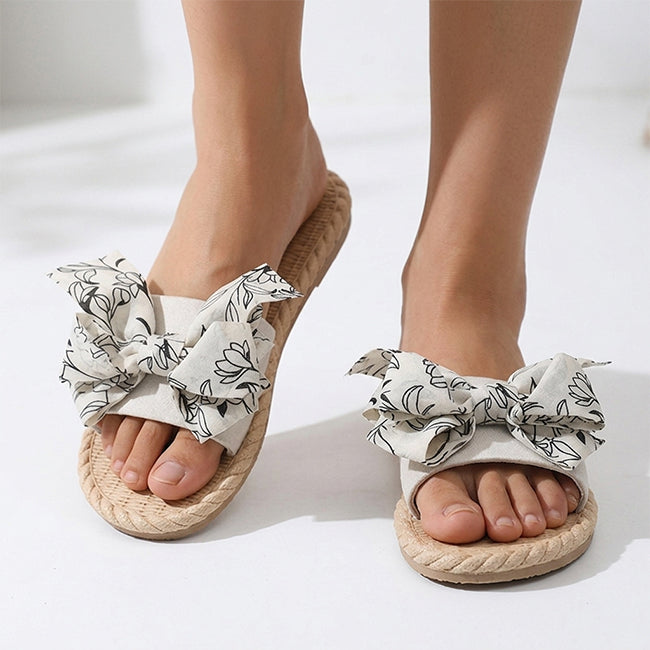 Women’s Knit Bow Flat Heel Sandals