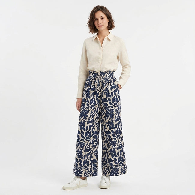 Women's Wide Leg Lace Up Waist Casual Pants